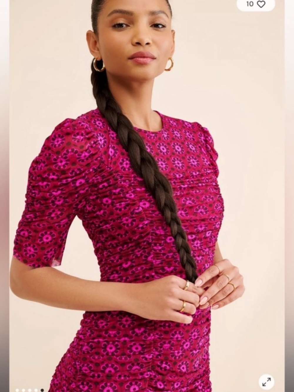 Free People Briella Midi Dress in Magenta Print Soft Stretch Flattering - Picture 4 of 8